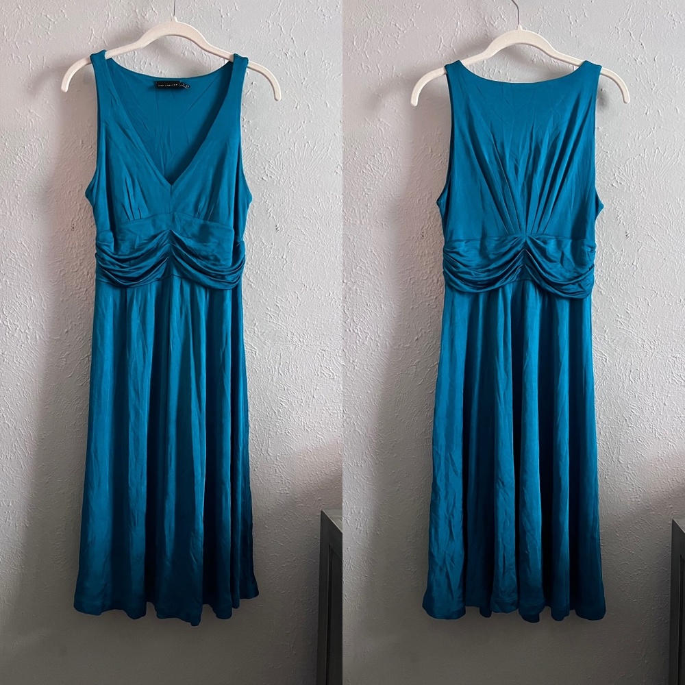 The Limited Vintage 2007 Teal Shimmer Ruched Dress Medium